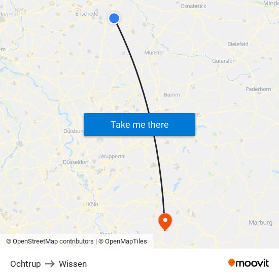 Ochtrup to Wissen map