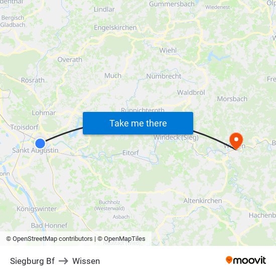 Siegburg Bf to Wissen map
