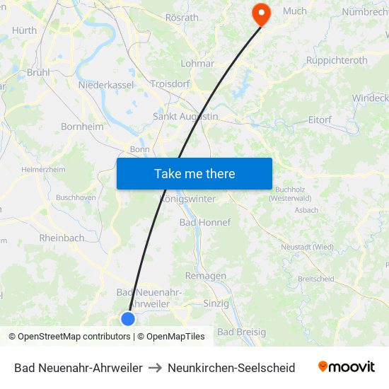 Bad Neuenahr-Ahrweiler to Neunkirchen-Seelscheid map