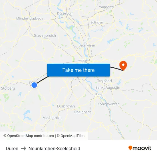Düren to Neunkirchen-Seelscheid map