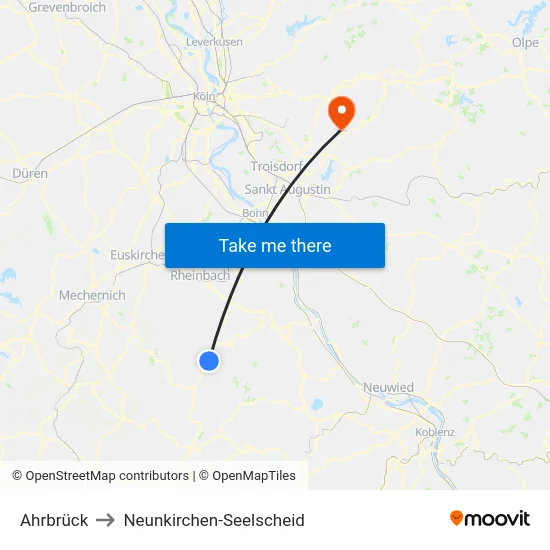 Ahrbrück to Neunkirchen-Seelscheid map