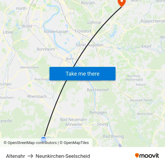 Altenahr to Neunkirchen-Seelscheid map