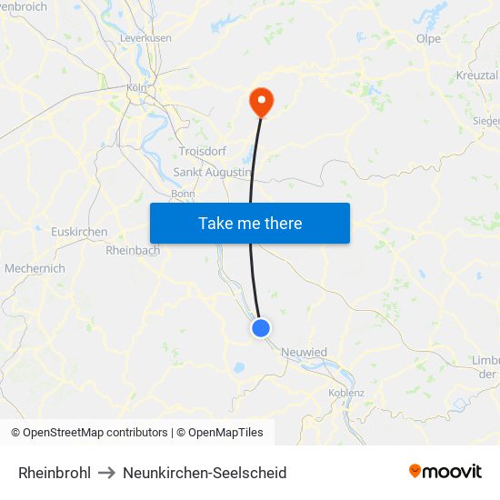 Rheinbrohl to Neunkirchen-Seelscheid map