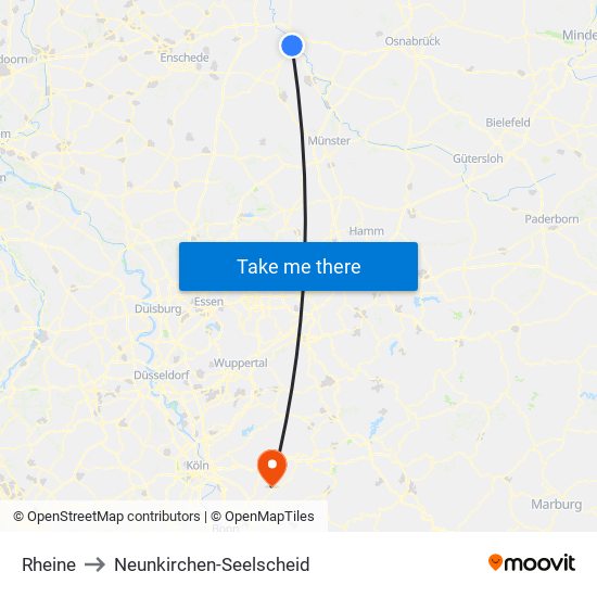 Rheine to Neunkirchen-Seelscheid map