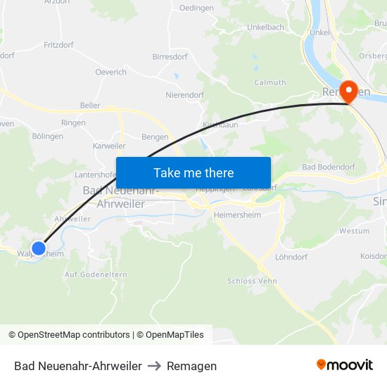 Bad Neuenahr-Ahrweiler to Remagen map