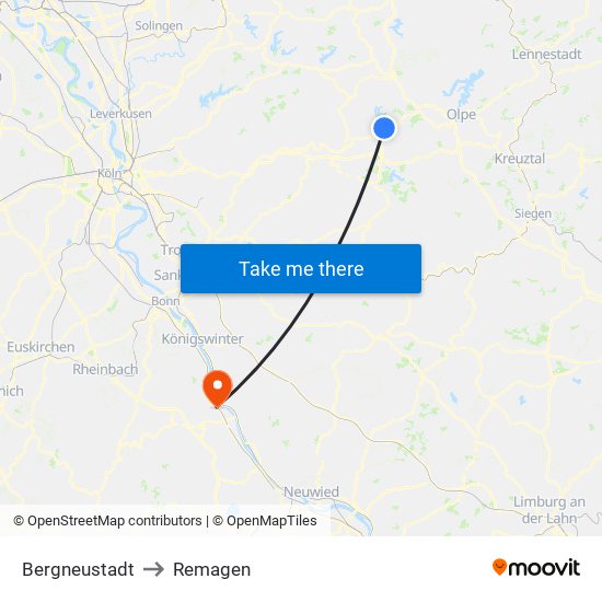 Bergneustadt to Remagen map