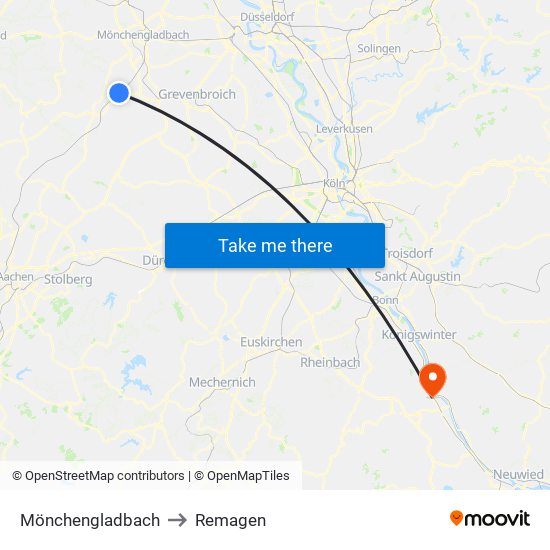 Mönchengladbach to Remagen map