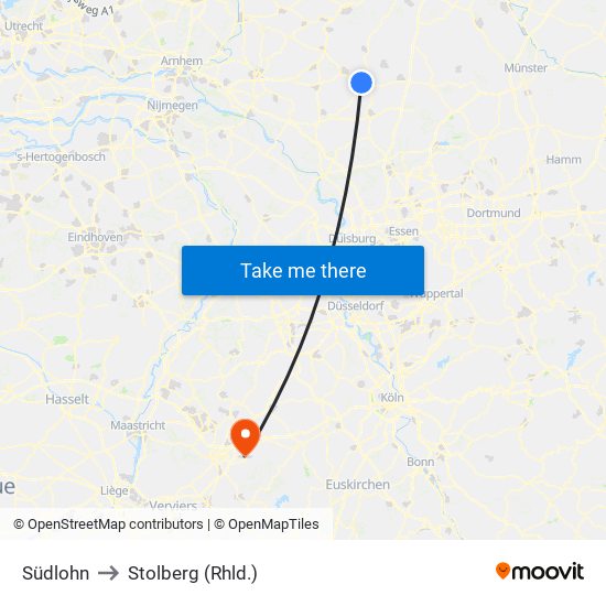 Südlohn to Stolberg (Rhld.) map