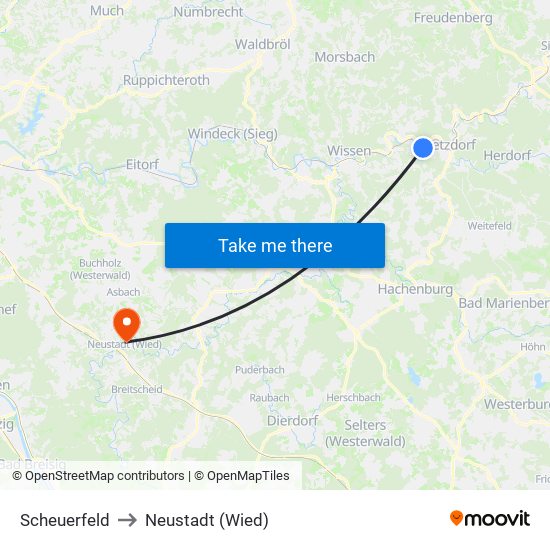 Scheuerfeld to Neustadt (Wied) map