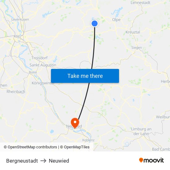 Bergneustadt to Neuwied map