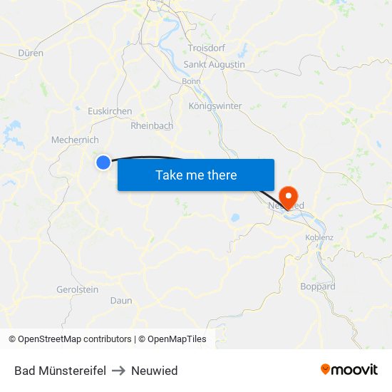 Bad Münstereifel to Neuwied map