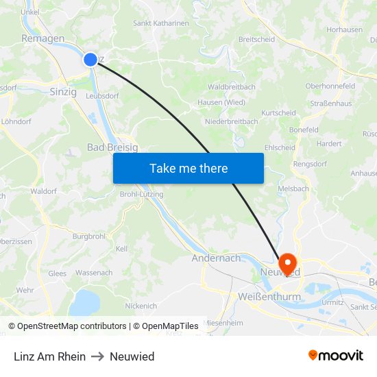 Linz Am Rhein to Neuwied map