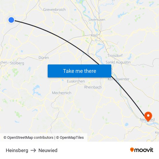 Heinsberg to Neuwied map