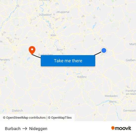 Burbach to Nideggen map