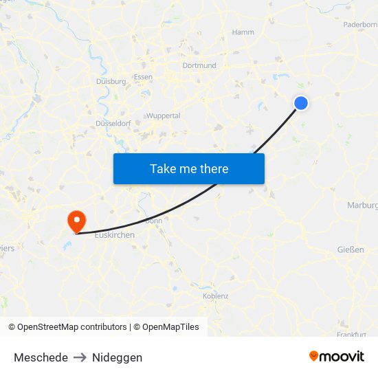 Meschede to Nideggen map