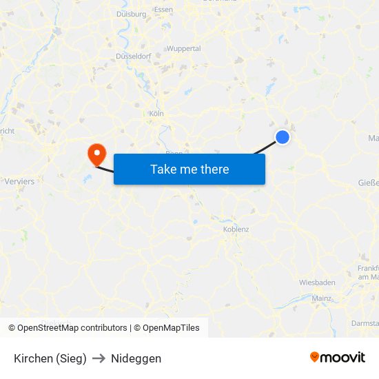 Kirchen (Sieg) to Nideggen map