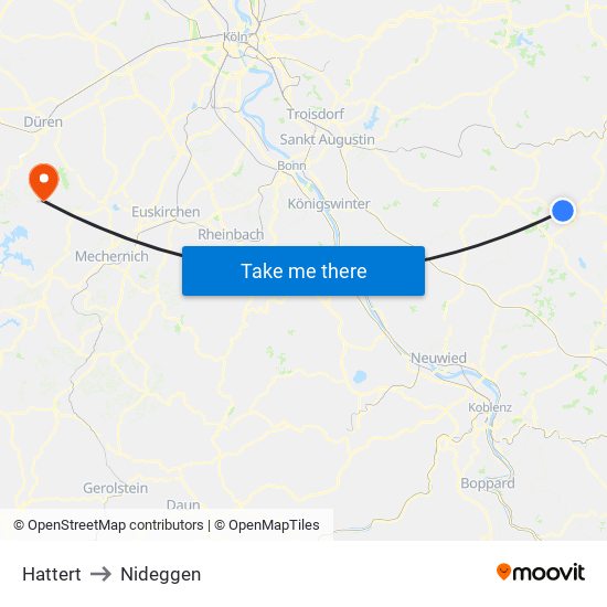 Hattert to Nideggen map