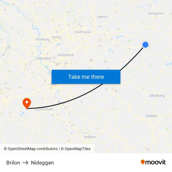 Brilon to Nideggen map