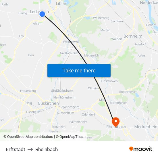 Erftstadt to Rheinbach map