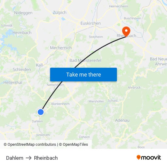 Dahlem to Rheinbach map