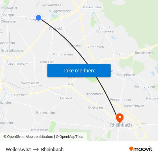 Weilerswist to Rheinbach map