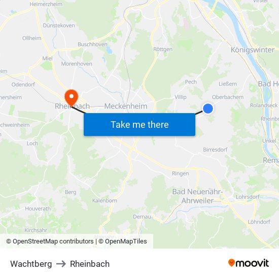 Wachtberg to Rheinbach map