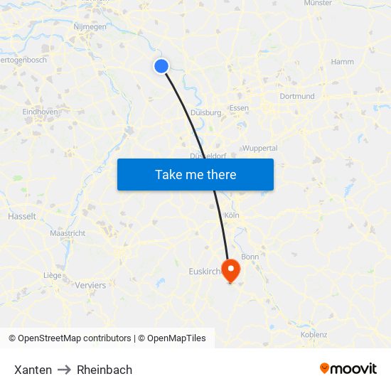 Xanten to Rheinbach map