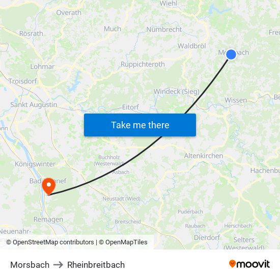 Morsbach to Rheinbreitbach map