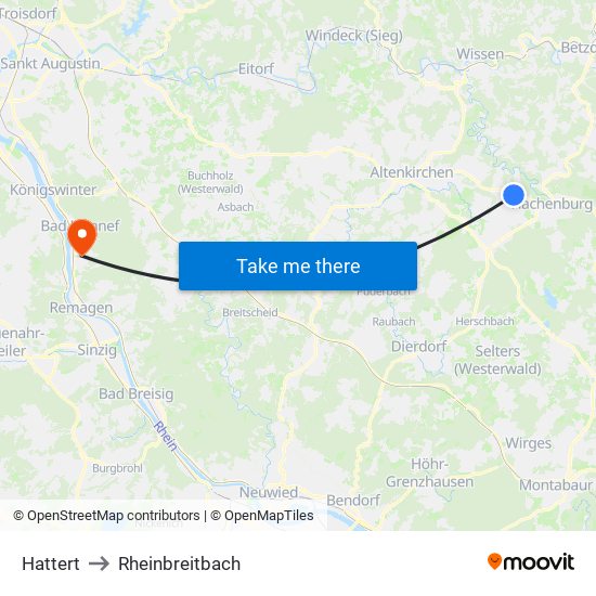 Hattert to Rheinbreitbach map