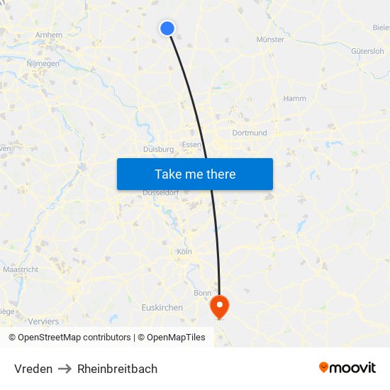 Vreden to Rheinbreitbach map