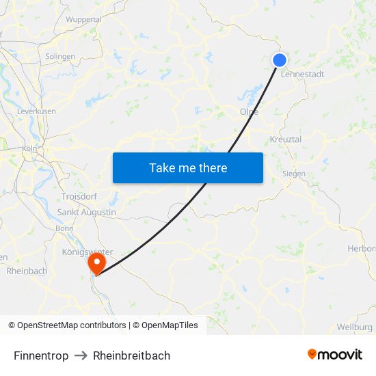 Finnentrop to Rheinbreitbach map
