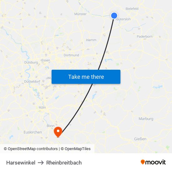 Harsewinkel to Rheinbreitbach map