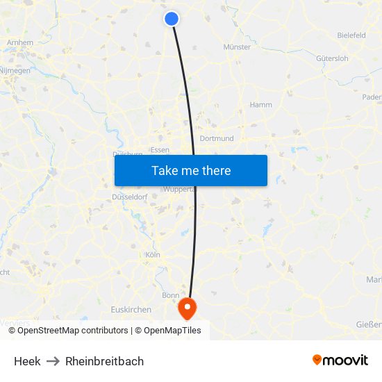 Heek to Rheinbreitbach map