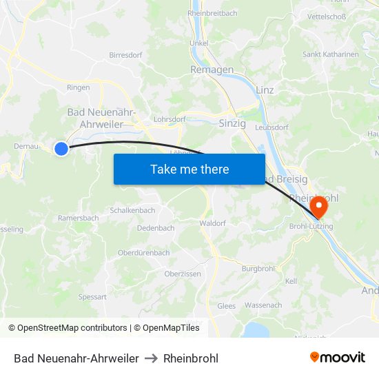 Bad Neuenahr-Ahrweiler to Rheinbrohl map