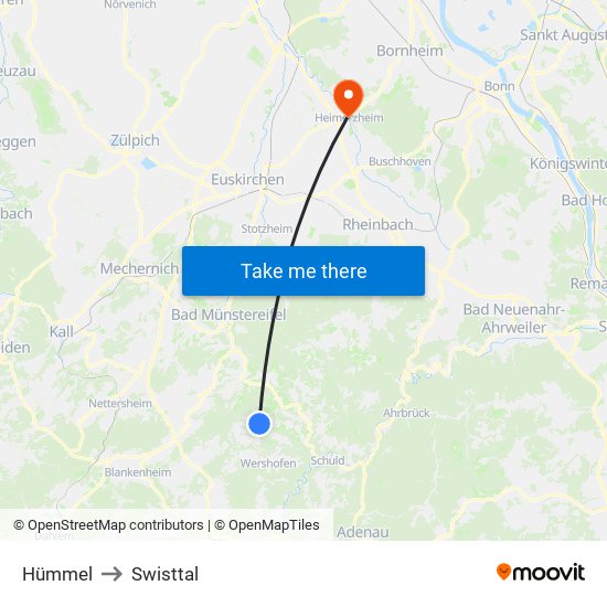 Hümmel to Swisttal map