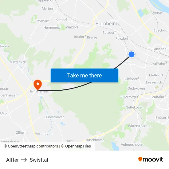 Alfter to Swisttal map