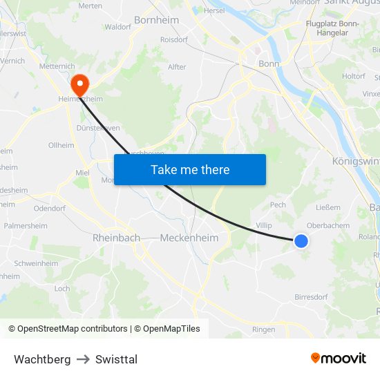 Wachtberg to Swisttal map