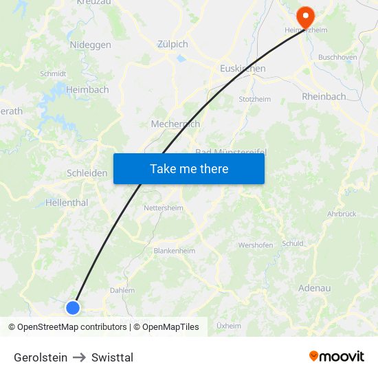 Gerolstein to Swisttal map