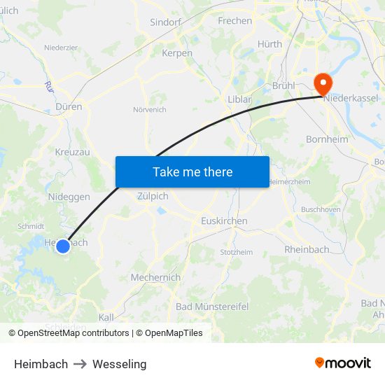 Heimbach to Wesseling map