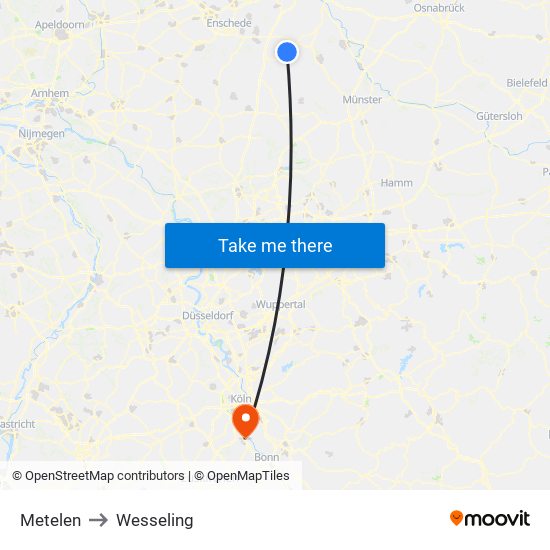 Metelen to Wesseling map