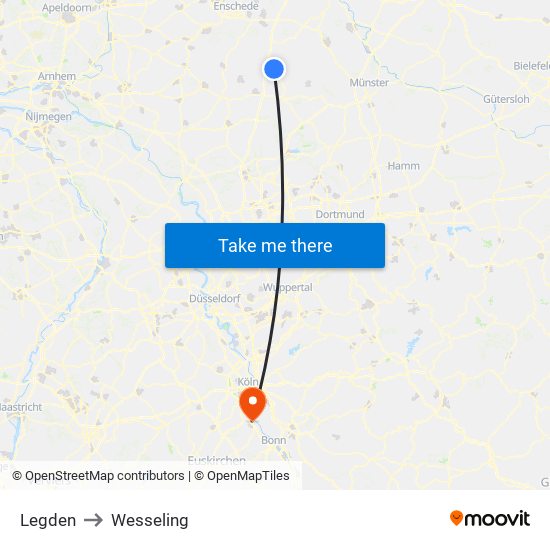 Legden to Wesseling map