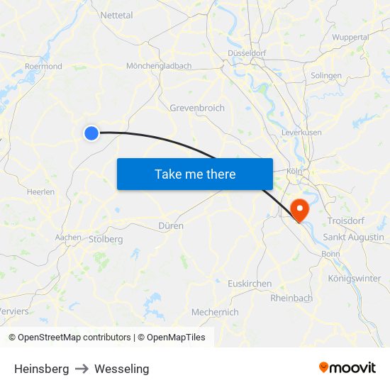 Heinsberg to Wesseling map