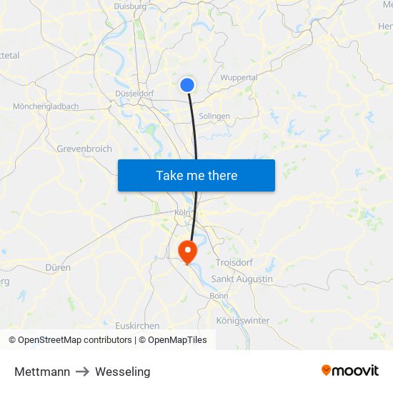 Mettmann to Wesseling map