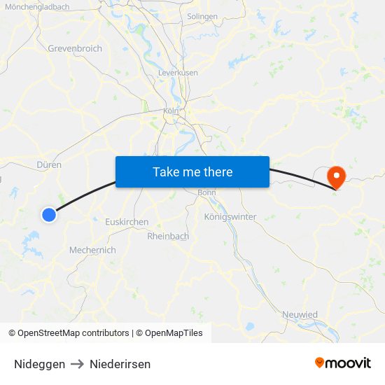 Nideggen to Niederirsen map