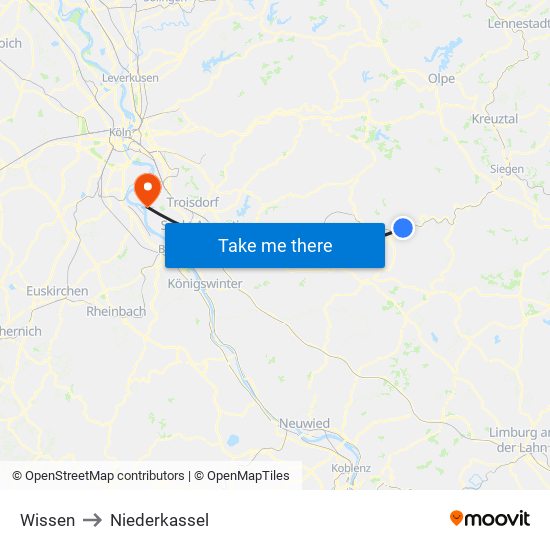 Wissen to Niederkassel map