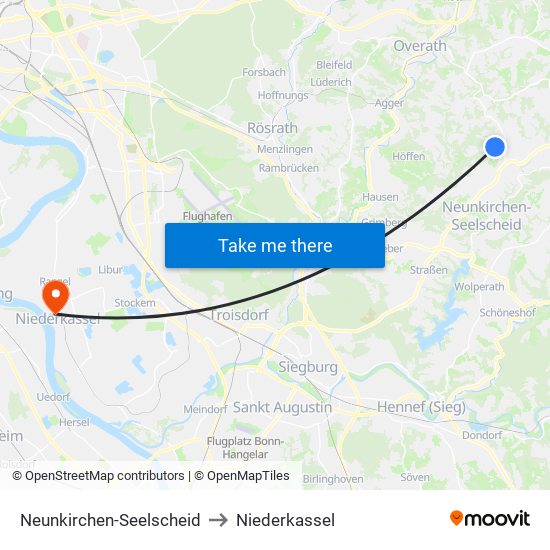 Neunkirchen-Seelscheid to Niederkassel map