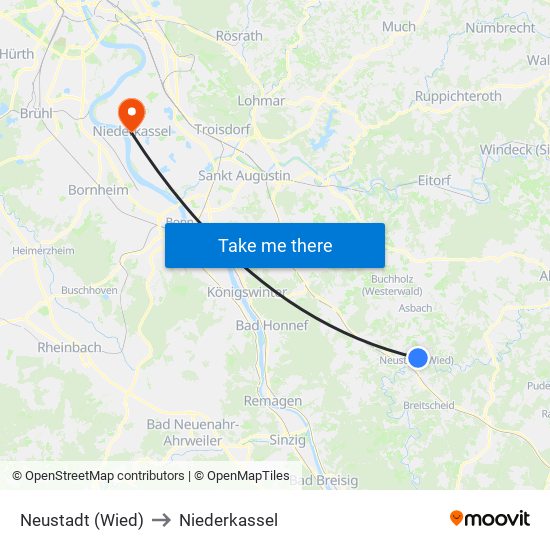 Neustadt (Wied) to Niederkassel map