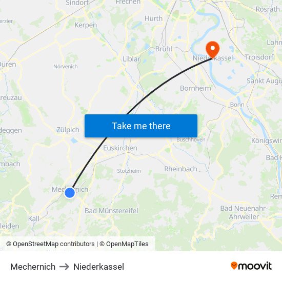 Mechernich to Niederkassel map