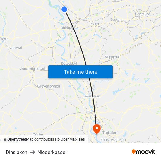 Dinslaken to Niederkassel map