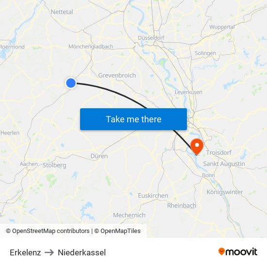 Erkelenz to Niederkassel map